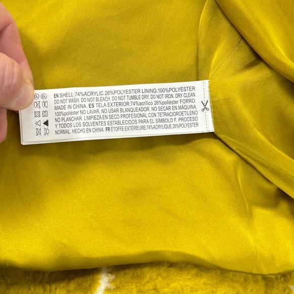 NEW Forever 21‎ Contemporary Luxury Citron Ivory Faux Shearling Coat Jacket - Picture 13 of 16